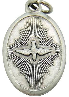 MRT Holy Spirit Confirmation Catholic Medal Silver Plate Pendant Gift 3/4" Italy