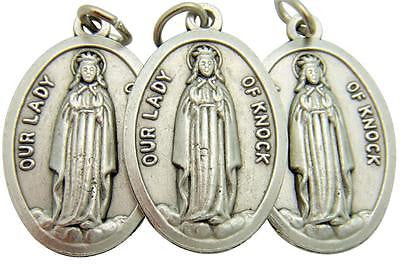 3 Lot Our Lady Of Knock Ireland Madonna Medal Silver Plate 3/4" Italian Made