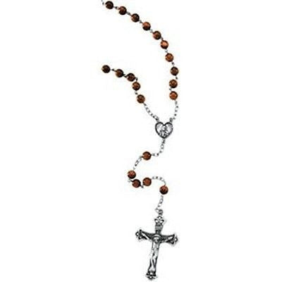 Brown Goldstone Beads & .925 Sterling Silver Rosary Catholic Gift W Pouch