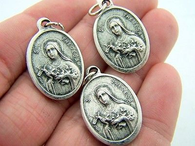 Catholic Medal Charm Pendant Lot 3 Siver Plate Saint Theresa Therese Pray For Us