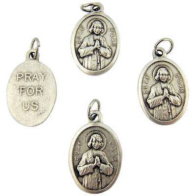 MRT Lot Of 4 Saint John Vianney Cure D' Ars Medal Silver Plate Pendant Gift 3/4"