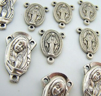 Lot 10 Mary Rosary Center Part Piece Silver P Supplies