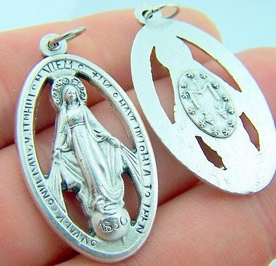 MRT Lot Of 2 Miraculous Mary Our Lady Pendant Medal Catholic Religious Gift 1"