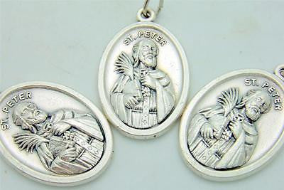 3 Lot Of Silver Plate St Peter Pendant Medal Catholic Patron Saint Gift 3/4"