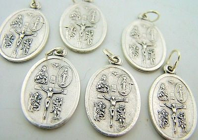 Petite Crucifixion Scene Silver Gild Medal I Am A Catholic Pendant Charm LOT 6