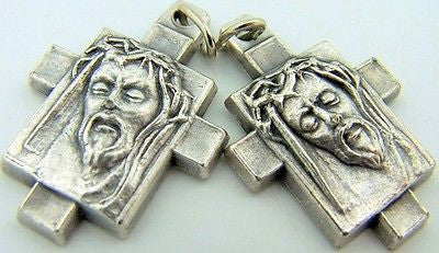 MRT Lot Of 2 Head Of Jesus Christ Cross Pendant Medal Catholic Religious Gift