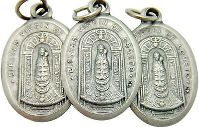 3 Our Lady of Loreto Mary Madonna Catholic Medal Silver Plate 3/4" Italian