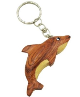 Dolphin Keychain Handmade Wooden Key Ring Nautical Gift