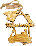 Mississippi Wooden Christmas Ornament State Boxed Decoration Made in the USA