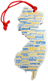 State and Country Shaped Christmas Ornaments with City Names - New Jersey, Colorado, Ireland - SPECIAL ORDER