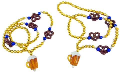 Oktoberfest Beads Necklace with Beer Stein and Pretzels Party Accessory, Pack of 2