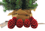 Red Glittery Pinecone Christmas Holiday Home Decor Pack Set of 6 Pinecones