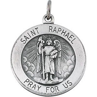 MRT St Raphael Archangel Sterling Silver .925 Medal W 18" Necklace Gift 3/4"