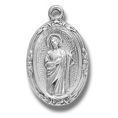 Sterling Silver Small Saint St Jude Patron Medal w Chain & Boxed from MRT