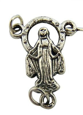 MRT Miraculous Mary Our Lady Of Grace Rosary Centerpiece Silver Plate 7/8"
