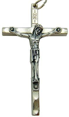 MRT Silver Plate Traditional Pectoral Crucifix Pendant Catholic Cross 2" Italian