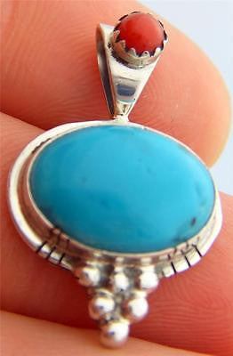 HUGE Turquoise Slide Pendant & Sterling Silver Rare Navajo Antique Jewelry Gift