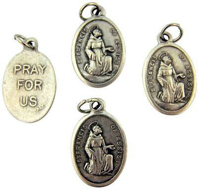 MRT Lot Of 4 St Francis Catholic Saint Holy Medal Silver Plate Pendant Gift 3/4"