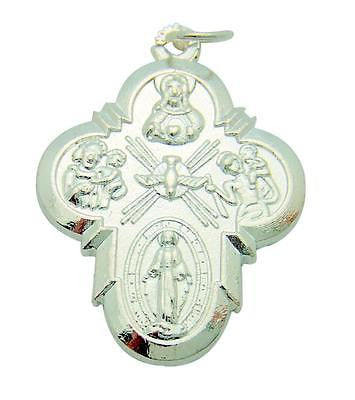 MRT Four Way Scapular Medal Cross Catholic Pendant Silver Plate Holy Gift