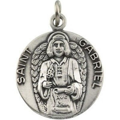 MRT St Gabriel Archangel Sterling Silver .925 Medal W 18" Necklace Gift 3/4"