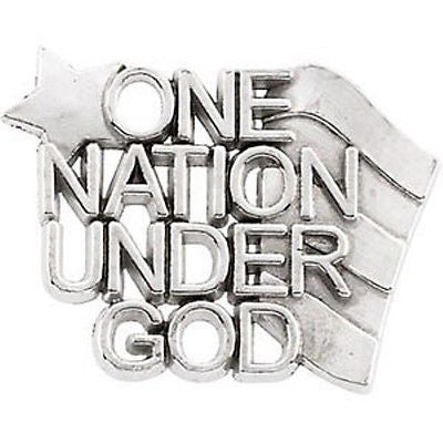 MRT One Nation Under God Lapel Pin .925 Sterling Silver USA Jewelry Gift 3/4"