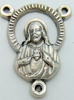 MRT Sacred Heart Of Jesus Holy Rosary Centerpiece Part Silver Plate Italian Made