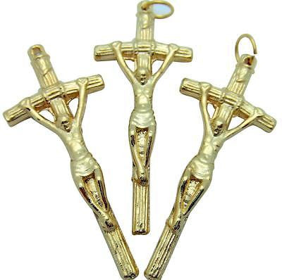 3 Lot Gold Plate Crucifix Pendant Pope John Paul Papal Cross Gift Italian