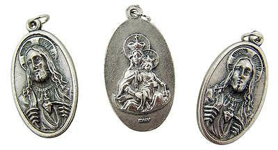 MRT Lot Of 3 Sacred Heart & St Mary Two Sided Medal Silver Tone Metal Pendant 1"