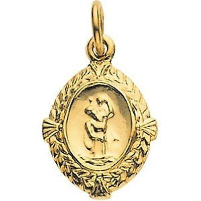 St Saint Christopher 14K Yellow Gold Medal Polished Pendant 1/2"
