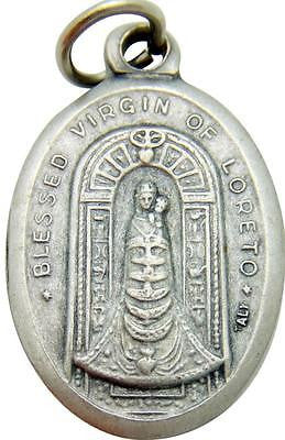 MRT Our Lady of Loreto Mary Madonna Catholic Medal Silver Plate 3/4" Italian