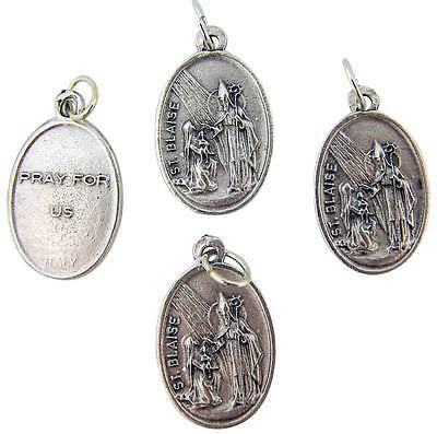 MRT Lot Of 4 St Blaise Catholic Saint Holy Medal Silver Plate Gift 3/4" Italian