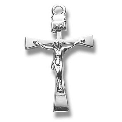 Sterling Silver Small Crucifix w/Tapered Ends 18" Chain Boxed from MRT