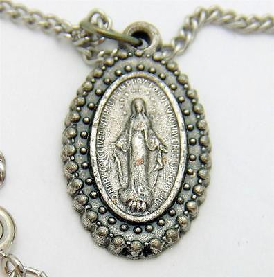 MRT Silver Plate Miraculous Medal Necklace Pendant Jewelry w Chain Boxed Gift