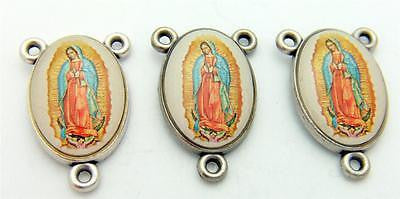 MRT Lot 3 Our Lady Of Guadalupe Rosary Centerpiece En Color Silver Plate Italy
