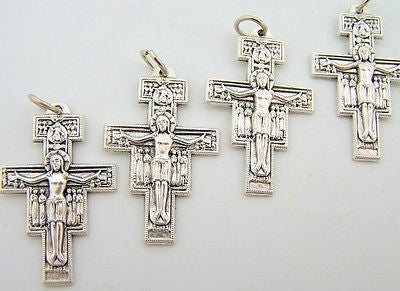 Petite San Damiano Cross W Prayer On Back Religious Chistian Pendant LOT 4