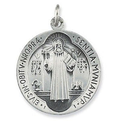 MRT St Benedict Protection Emblem Medal STERLING Silver .925 Pendant w Necklace