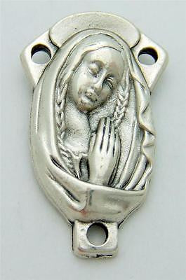 MRT Virgin Mary Praying Holy Rosary Centerpiece Part Silver Plate Italy 3/4"