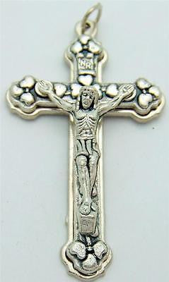 MRT Silver Plate Italian Made Crucifix Pendant Heart Cross Catholic Gift 1 1/4"