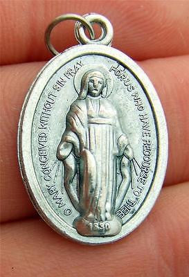MRT Miraculous Mary Blessed Virgin O L Grace Silver Gild Protection Pendant 3/4"