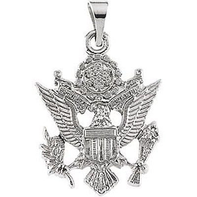 MRT One Nation 14K White Gold US Army Pendant Medal Mens Womens Jewelry 3/4"