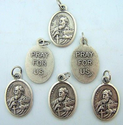 Petite Saint St  Paul Pray For Us Religious Medal Christian Pendant LOT 6