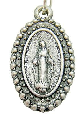 MRT Miraculous Mary Medal Silver Plate Blessed Virgin Pendant Gift Italy 3/4"