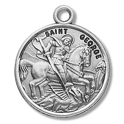 Sterling Silver 7/8" Round Saint St George Patron Medal