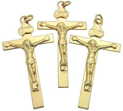 MRT Lot Of 3 Gold Plate Traditional Crucifix Pendant Cross Catholic Gift 1 1/2"