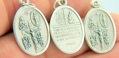 MRT Lot Of 3 Four Way Medal Scapular Silver Gild Pendant Charm I Am Catholic