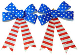 Patriotic USA Decorative Kit with Two Glitter Bows and American Flag Door Cover Print