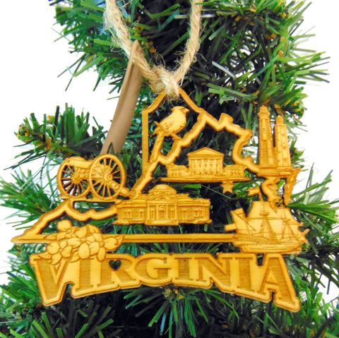 Virginia Christmas Ornament Wooden State Boxed Made in the USA