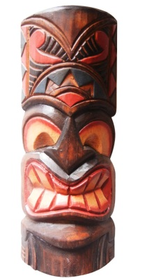 Tiki Mask Wall Plaque Handcarved Wooden Polynesian Wall Decor, 11 Inch