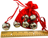 Believe Bell Ornament Bulk Lot Set for Christmas Tree on Ribbon in Red with Bag, Pack of 6