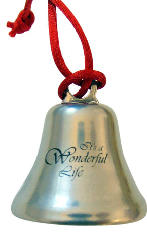 Its A Wonderful Life Christmas Ornament Bell on Ribbon Gift Boxed Movie Souvenir